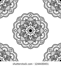 Hand drawn vector background. Ethnic mandala ornament, circular decorative element. Can be used for coloring book, greeting card, phone case print, etc. Vector illustration EPS 10.
