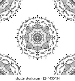 Hand drawn vector background. Ethnic mandala ornament, circular decorative element. Can be used for coloring book, greeting card, phone case print, etc. Vector illustration EPS 10.
