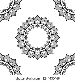 Hand drawn vector background. Ethnic mandala ornament, circular decorative element. Can be used for coloring book, greeting card, phone case print, etc. Vector illustration EPS 10.
