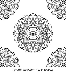 Hand drawn vector background. Ethnic mandala ornament, circular decorative element. Can be used for coloring book, greeting card, phone case print, etc. Vector illustration EPS 10.
