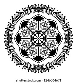 Hand drawn vector background. Ethnic mandala ornament, circular decorative element. Can be used for coloring book, greeting card, phone case print, etc. Vector illustration EPS 10.
