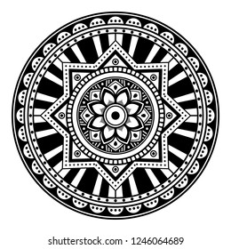 Hand drawn vector background. Ethnic mandala ornament, circular decorative element. Can be used for coloring book, greeting card, phone case print, etc. Vector illustration EPS 10.

