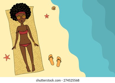 Hand drawn vector  background on a beach theme
