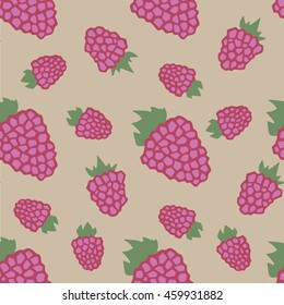 Hand drawn vector background with raspberries