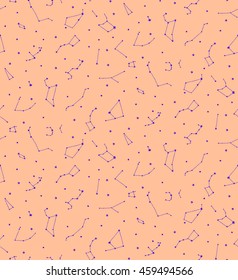 Hand drawn vector background with stars and constellations 