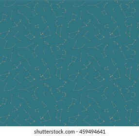 Hand drawn vector background with stars and constellations 