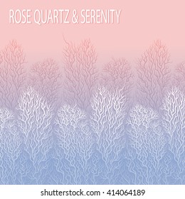 Hand Drawn Vector Background with Tree Motif on Isolated Gradient Background. Trendy colors of the year 2016 - Rose Quartz And Serenity. Empty space for text.