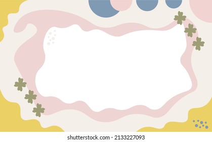 Hand drawn vector background using pale color. Pastel colored design template with curvy shapes and abstract floral ornament.