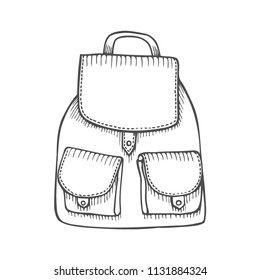 Hand drawn Vector Backpack. Mountain tourist equipment. Vector illustration