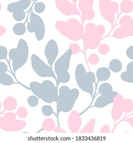 Hand drawn vector berries branches pattern. Berries graphic textile pattern. Berries sketch illustration.