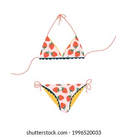 Hand drawn vector bikini. Swimsuit for summer and vacation concept.