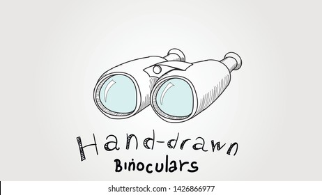 Hand drawn vector binoculars doodle