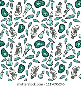 Hand drawn vector biologic seamless pattern.