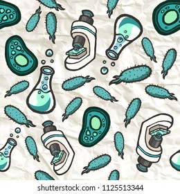 Hand drawn vector biologic seamless pattern.