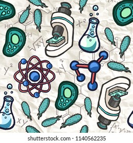 Hand drawn vector biologic seamless pattern.