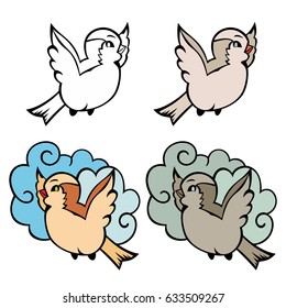 Hand drawn vector bird set