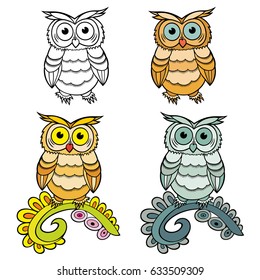 Hand drawn vector bird set