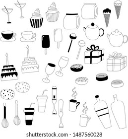 Hand drawn vector birthday doodles 