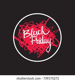 hand drawn vector Black Friday Sale poster with design elements and lettering
