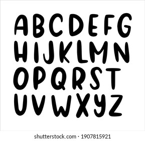 Hand drawn vector black ink font. English alphabet, marker style, doodle big letters. For poster, card, prints, design, decoration.