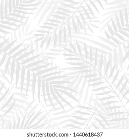 Hand drawn vector Black and white palm leaves seamless pattern. Monochrome tropical organic paper backdrop light effect illustration. Trendy texture background with palm texture.