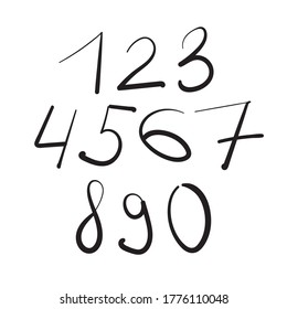 Hand drawn vector black and white design set of numbers isolated on white background. Perfect for books, posters, stickers, decorations, stationary, notebooks.