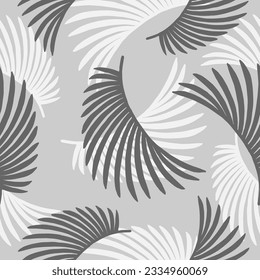 Hand drawn vector Black and white palm leaves seamless pattern. Abstract grunge texture background. Monochrome tropical nature organic illustration. Trendy background with palm texture.