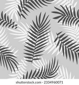 Vector dibujado a mano Patrón de hojas de palma negras y blancas sin fisuras. Fondo abstracto de textura gruesa. Ilustración orgánica de naturaleza tropical monocroma. Fondo a la moda con textura de palma.