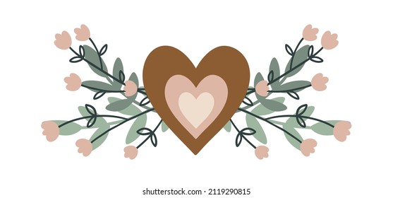 El ramo de floración vector dibujado a mano aislado en blanco. Encantadora ilustración botánica para impresiones, afiches, marca y diseños de vacaciones. Arreglo floral con flores, ramas y hojas