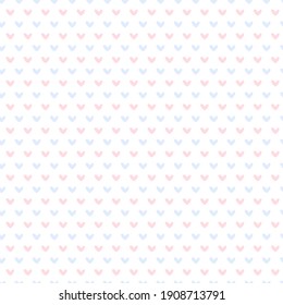 Hand drawn vector blue pink Hearts Seamless Pattern. Romantic Valentine's Day, Birthday Holiday Texture. Abstract Love Background for baby print, wrapping paper, textile, invitation, package, card