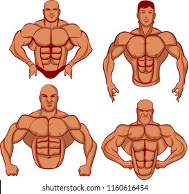 Hand drawn vector bodybuilders 