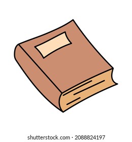 Libro vector dibujado a mano en estilo doodle, aislado en fondo blanco.