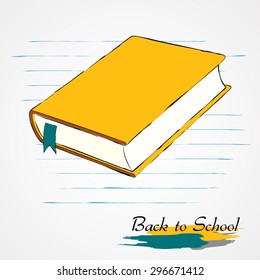 Hand drawn vector book on the light background with stripes