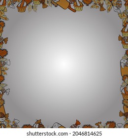 Hand drawn vector border frame doodles. Seamless pattern. Vector.