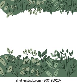 ramas de arbustos de jardín de vector dibujados a mano con hojas. Colección moderna de hojas. Elementos decorativos para el diseño