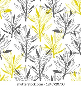 Hand drawn vector botanical pattern. Vintage style.