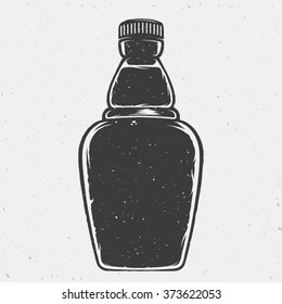 Hand Drawn Vector Bottle or a Flask. Good Shape for Motivation Quotes, Posters, Cards, Logos, etc. With Shabby Textures. Isolated.