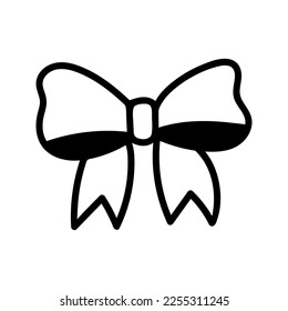 Hand drawn vector bow ribbon. Romantic doodle illustration