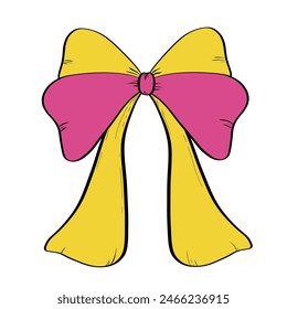 hand drawn vector bows and ribbons. Vector illustration. Cute freehand colored bow doodle. beautiful bow with hand drawn

