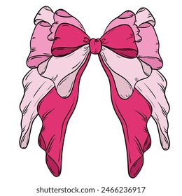 hand drawn vector bows and ribbons. Vector illustration. Cute freehand colored bow doodle. beautiful bow with hand drawn

