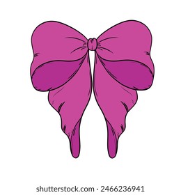 lazos y cintas de Vector dibujados a mano. Ilustración vectorial. Lindo garabato de arco de color a mano alzada. hermoso arco con mano dibujada

