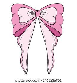 hand drawn vector bows and ribbons. Vector illustration. Cute freehand colored bow doodle. beautiful bow with hand drawn

