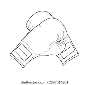 Hand drawn vector boxing gloves for sport competition. Boxing equipment, sportswear, fight protection concept in doodle style. Sketch of boxing gloves icon isolated. Outline Vector illustration