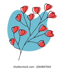 Hand drawn vector branch. Colorful herb doodle isolated on white background. Botanical illustration for card, print, web, design, decor, logo.