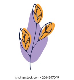 Rama vectorial dibujada a mano. Doodle de hierbas coloridas aislado en fondo blanco. Ilustración botánica para tarjeta, impresión, web, diseño, decoración, logotipo.
