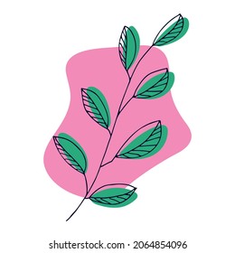 Hand drawn vector branch. Colorful herb doodle isolated on white background. Botanical illustration for card, print, web, design, decor, logo.