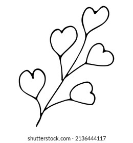 Hand drawn vector branch. Herb doodle isolated on white background. Botanical illustration for card, print, web, design, decor, logo.
