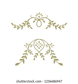 Hand drawn vector branches with leaves, for wedding decoration.