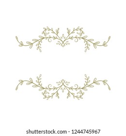 Hand drawn vector branches with leaves, for wedding decoration.