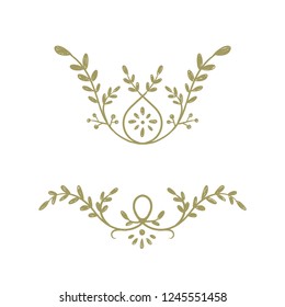 Hand drawn vector branches with leaves, for wedding decoration.